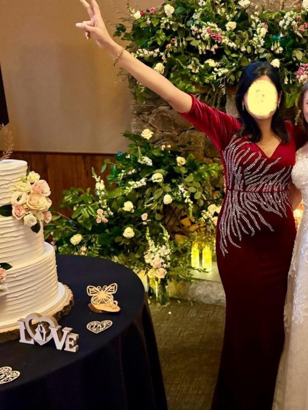 Bridemaid Maroon/Red/Burgundy Velvet Gown